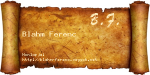 Blahm Ferenc névjegykártya